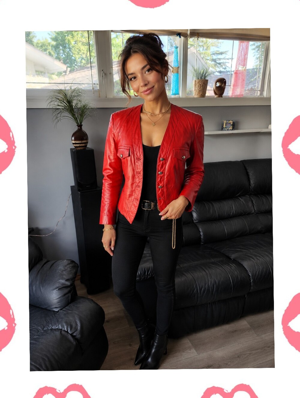The Leather Ranch Vintage 80s Red Leather Cropped BLAZER Jacket - Size 2 (XS/S)
